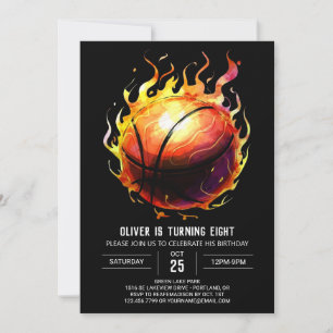 Boho Printable Roligt Basketball Birthday Inbjudningar