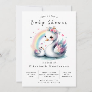 Boho Printable Svan Baby Shower Inbjudningar