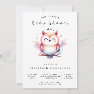 Boho Printable Uggla Baby Shower Inbjudningar