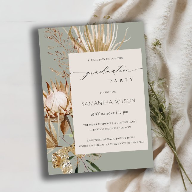 Boho Protea Dry Handflatan Flora Photo Studenten I Tack Kort (Skapare uppladdad)