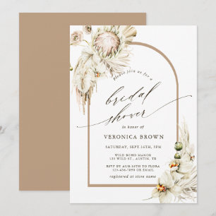 Boho Protea Pampas Grass Blommigt Arch Möhippa Inbjudningar