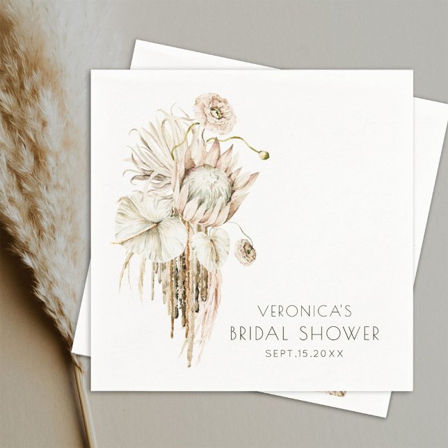 Boho Protea Pampas Grass Möhippa Pappersservett (Skapare uppladdad)