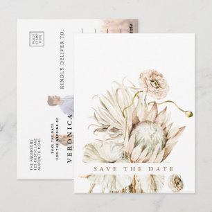Boho Protea Pampasgräs Spara datum Foto Postkort Vykort