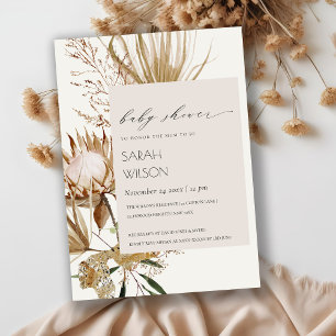 Boho Protea Torkad Handflatan Blommigt Baby Shower Tack Kort