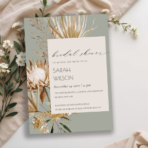 Boho Protea Torkad Handflatan Blommigt Möhippa Inb Tack Kort