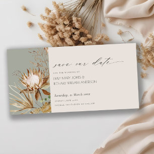 Boho Protea Torkade Blommigten Handflatan Spara da Tack Kort