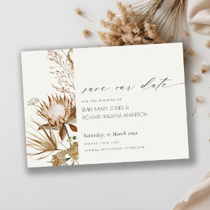Boho Protea Torkade Blommigten Handflatan Spara da Tack Kort