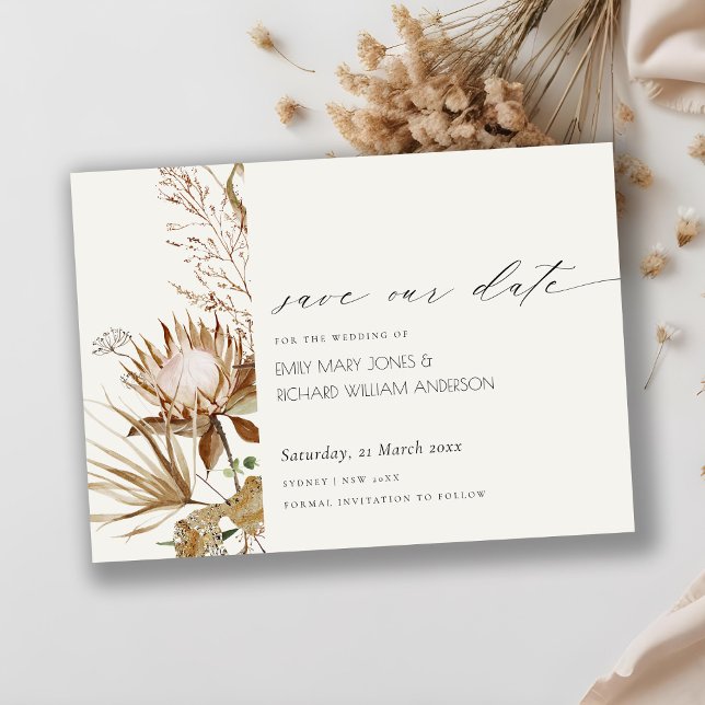 Boho Protea Torkade Blommigten Handflatan Spara da Tack Kort (Skapare uppladdad)