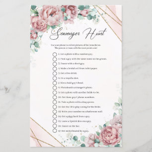 Boho pulver rosa ros greenery Scavenger Hunt