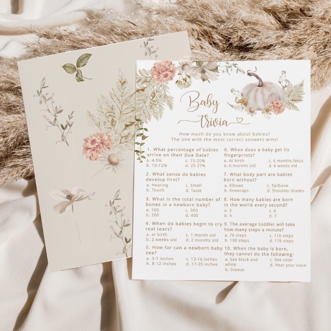 Boho pumkin Baby trivia babyduschspel för barn (Skapare uppladdad)