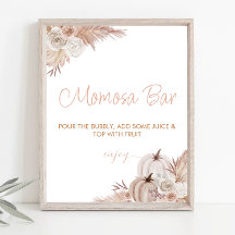 Boho Pumpa Baby Shower Momosa Bar skylt