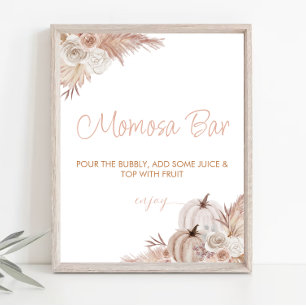 Boho Pumpa Baby Shower Momosa Bar skylt