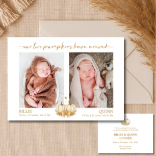 Boho Pumpa Bebis Tvillingar Foto Annonsering Meddelande