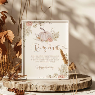 Boho pumpa ringjakt bröllopsdusch spel affisch