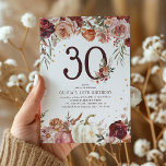 Boho Pumpkin Autumn Bloom 30års födelsedag Inbjudningar<br><div class="desc">Fira din 30års födelsedag i stil med vår häpnadsväckande Boho Pumpkin-bloominbjudan till hösten. I inbjudan i elegant spolas dina gäster upp i väntan på ert hösttemmade firande, och de spolas med livfulla botaniska blommigtar, rosa, bränd orange och rik. Lägg till lite lyx med våra faux glitter-accenter och pumpor och anpassa...</div>