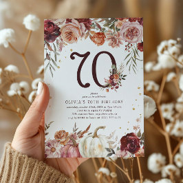 Boho Pumpkin Autumn Bloom 70:e födelsedagen Inbjudningar