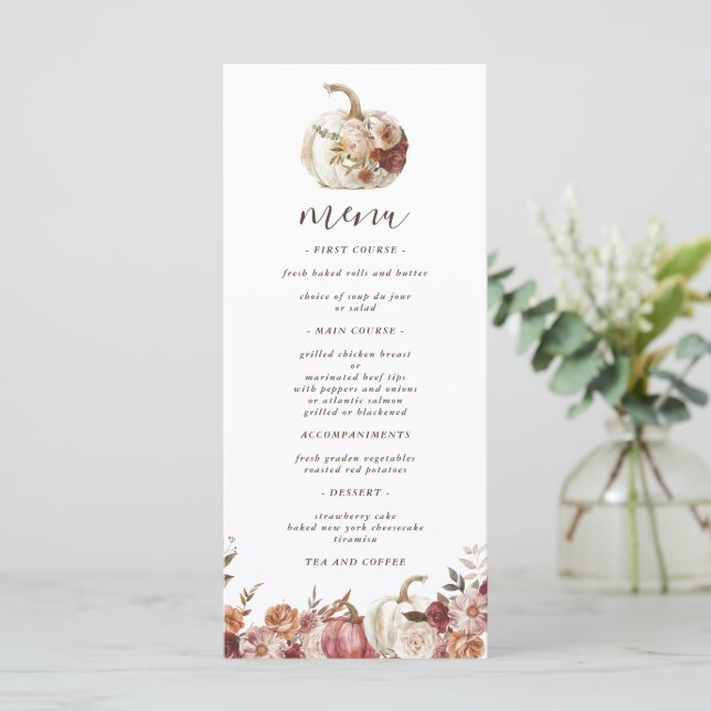 Boho Pumpkin Autumn Bloom Birthday Meny (Stående Fram)