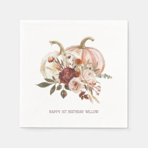 Boho Pumpkin Autumn Bloom Birthday Pappersservett