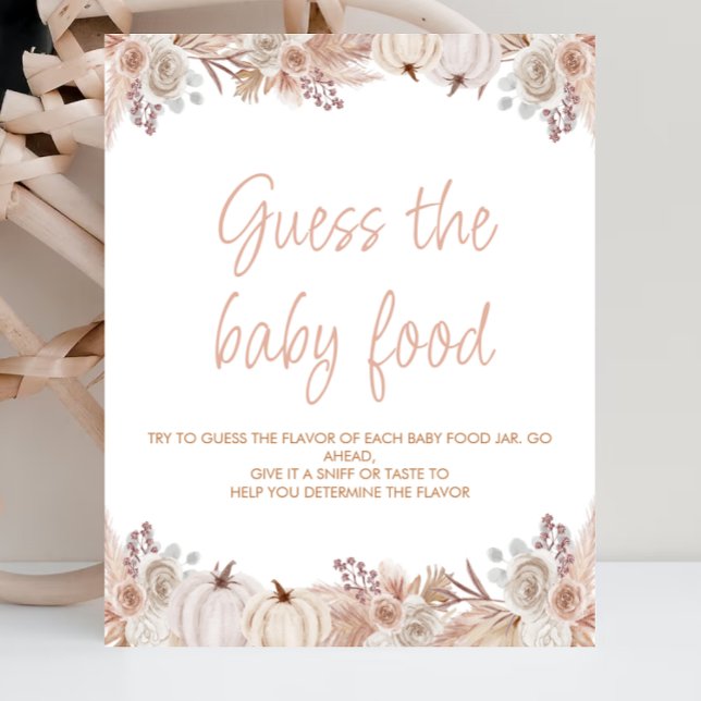 Boho Pumpkin Baby Shower gissar Baby matmärket Poster (Skapare uppladdad)
