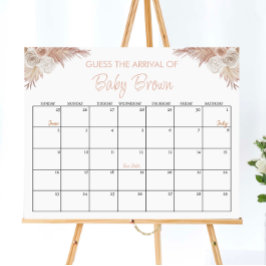Boho Pumpkin Baby Shower gissar förfallodatumkalen Poster