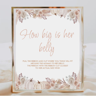 Boho Pumpkin Baby Shower Hur stor är hennes blåssi Poster