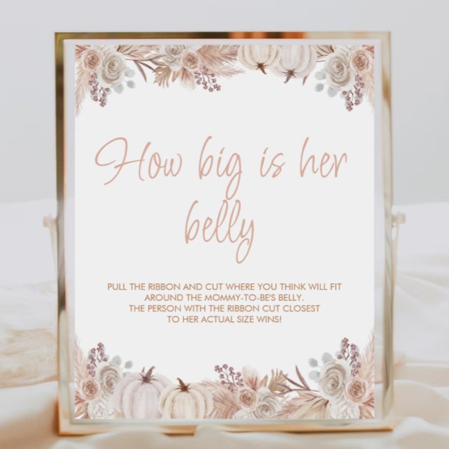 Boho Pumpkin Baby Shower Hur stor är hennes blåssi Poster (Skapare uppladdad)
