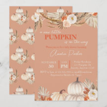 Boho Pumpkin Baby Shower-inbjudan