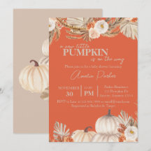 Boho Pumpkin Baby Shower-inbjudan