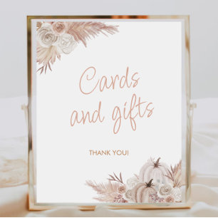 Boho Pumpkin Baby Shower-kort och presentkort Poster