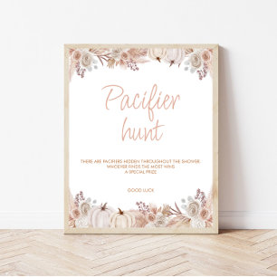 Boho Pumpkin Baby Shower Nappar Hunt-tecken Poster