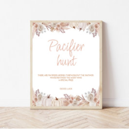 Boho Pumpkin Baby Shower Nappar Hunt-tecken Poster