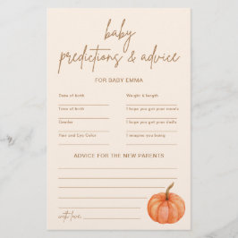 Boho Pumpkin Baby Shower Predictions Advice-spel