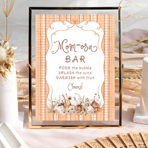 Boho Pumpkin Blommigt Baby Shower Mamma-osa Pub Poster