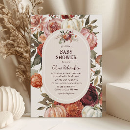 Boho Pumpkin Blommigt Fall Baby Shower Inbjudningar