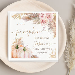 Boho Pumpkin Blommigt Fall Baby Shower Napkins Pappersservett