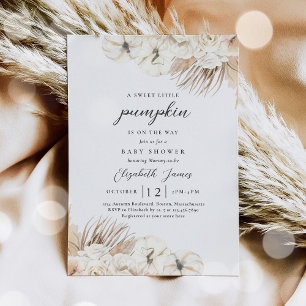 Boho Pumpkin Blommigt Gender Neutral Baby Shower Inbjudningar