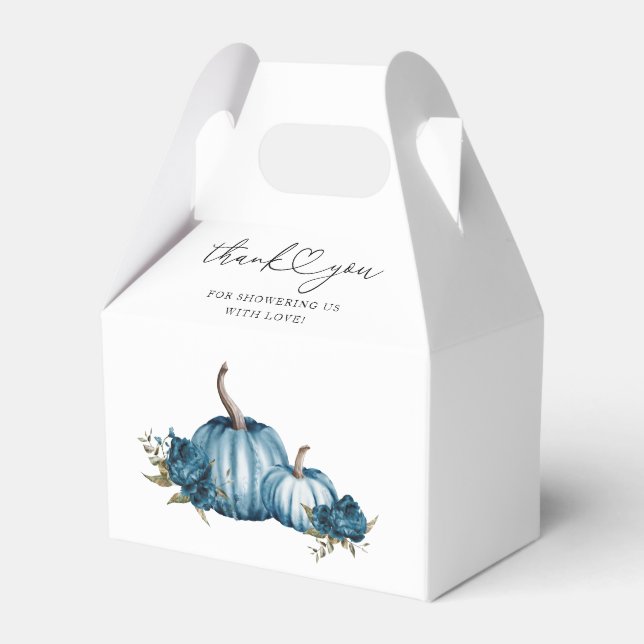 Boho Pumpkin Blue Flower Baby Shower Presentaskar (Framsidan Sidan)