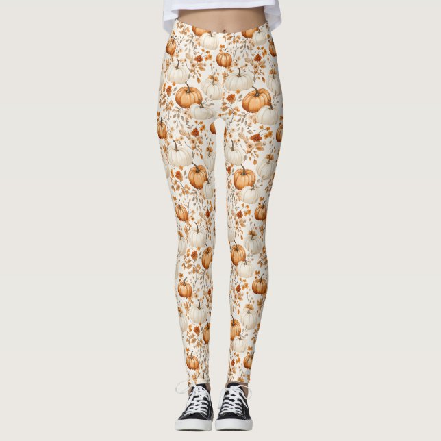Boho Pumpkin Doodle Fall Seamless Leggings (Framsida)