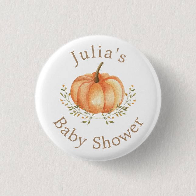 Boho Pumpkin Fall Autumn Foliage Baby Shower Knapp (Framsida)