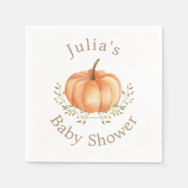 Boho Pumpkin Fall Autumn Foliage Baby Shower Pappersservett (Framsidan)