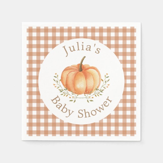Boho Pumpkin Fall Autumn Foliage Baby Shower Pappersservett (Framsidan)
