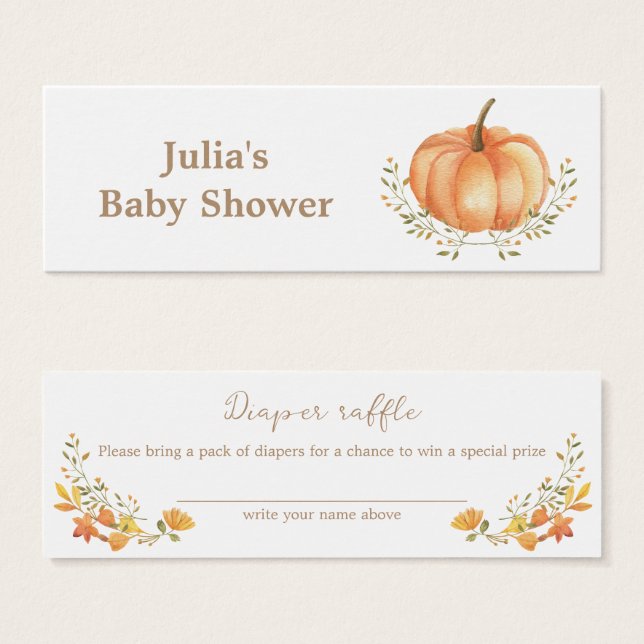 Boho Pumpkin Fall Autumn Shower Diaper Raffle Litet Visitkort (Framsida & baksida)
