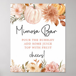 Boho Pumpkin Fall Baby Shower Mimosa Pub Poster
