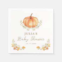 Boho Pumpkin Fall Foliage Baby Shower Pappersservett