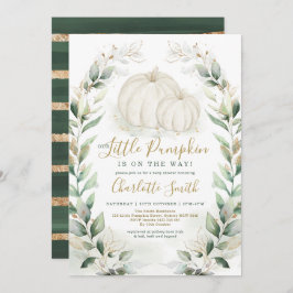 Boho Pumpkin Fall Greenery Guld WandeBaby Shower Inbjudningar