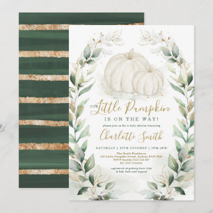 Boho Pumpkin Fall Greenery Guld WandeBaby Shower Inbjudningar