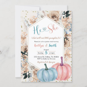 Boho Pumpkin Fall Han eller hon Gender Reveal Inva Inbjudningar