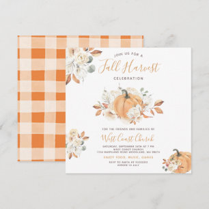 Boho Pumpkin Fall Harvest Party, Fall Community Inbjudningar