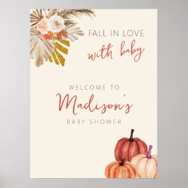 Boho Pumpkin Fall i Kärlek med Baby välkomstskylt Poster