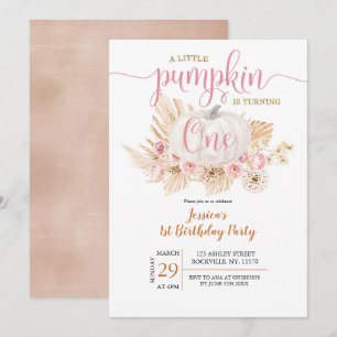 Boho Pumpkin Första födelsedagsinbjudan Inbjudningar